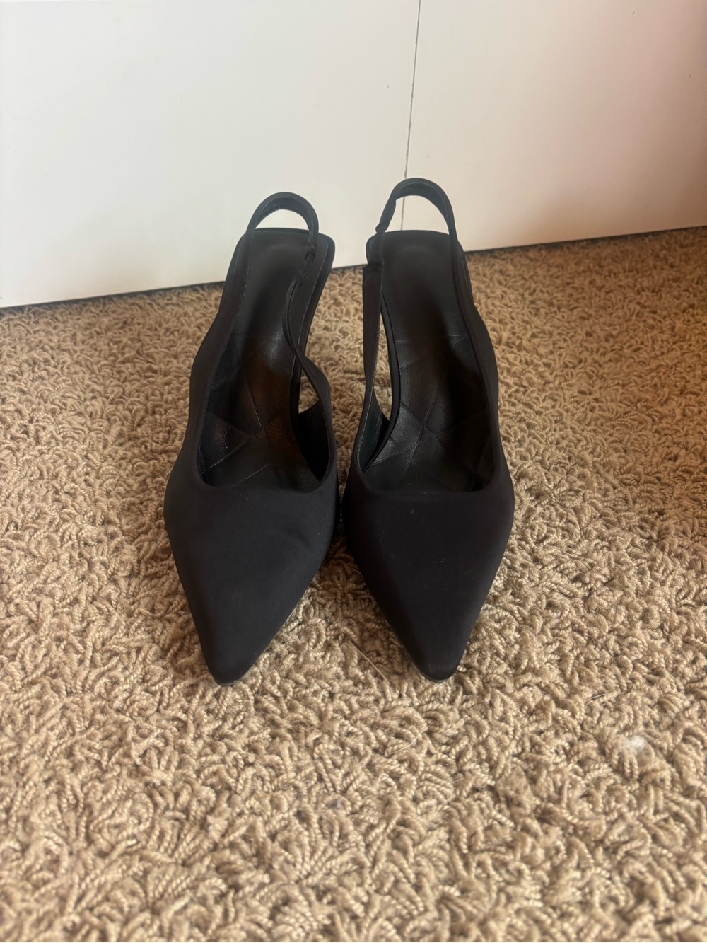 Classic Black Slingback Pointed Toe Heels - Women